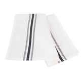 10 Pack White Spun Polyester Cloth Napkins with Black Reverse Stripes#whtbkgd