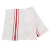 10 Pack White Spun Polyester Cloth Napkins with Red Reverse Stripes#whtbkgd