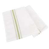 10 Pack White Spun Polyester Cloth Napkins with Sage Green Reverse Stripes#whtbkgd