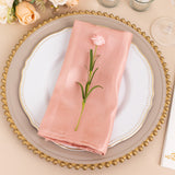 5 Pack Dusty Rose Striped Satin Linen Napkins, Wrinkle-Free Reusable Wedding Napkins