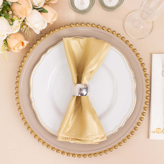 Elevate Your Table Setting with Champagne Striped Satin Linen Napkins