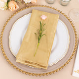 5 Pack Champagne Striped Satin Linen Napkins, Wrinkle-Free Reusable Wedding Napkins