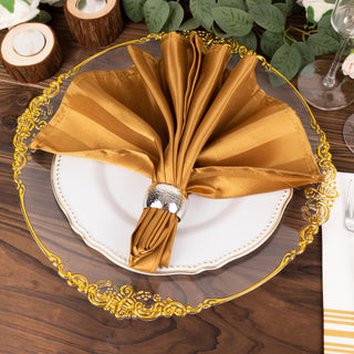 Invest in Quality and Style with Gold Striped Satin Napkins