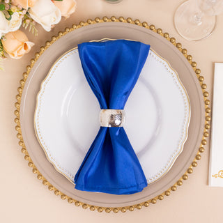 Elevate Your Dining Experience with Royal Blue Striped Satin Napkins
