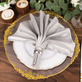 5 Pack Silver Striped Satin Linen Napkins, Wrinkle-Free Reusable Wedding Napkins