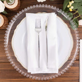 5 Pack White Striped Satin Linen Napkins, Wrinkle-Free Reusable Wedding Napkins