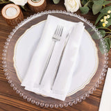 5 Pack White Striped Satin Linen Napkins, Wrinkle-Free Reusable Wedding Napkins