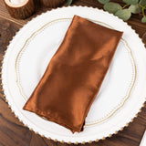 5 Pack Cinnamon Brown Seamless Satin Cloth Dinner Napkins, Wrinkle Resistant - 20inch