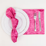 5 Pack Fuchsia Premium Crushed Velvet Linen Napkins, Decorative Soft Cloth Dinner Napkins