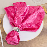 5 Pack Fuchsia Premium Crushed Velvet Linen Napkins, Decorative Soft Cloth Dinner Napkins