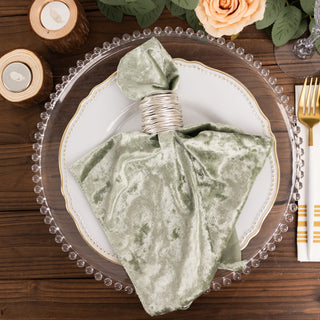 Elevate Your Dining Experience with Sage Green Velvet Napkins