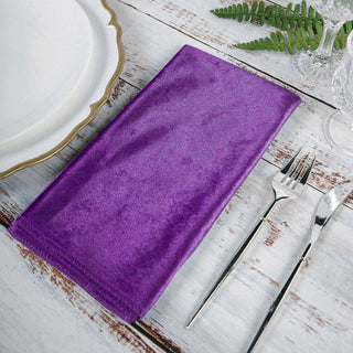 Elegant Purple Velvet Dinner Napkins for Stunning Table Decor