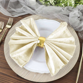 Ivory Premium Sheen Finish Velvet Cloth Dinner Napkins - Add Elegance to Your Tablescape