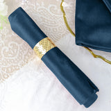 5 Pack | Navy Blue Premium Sheen Finish Velvet Cloth Dinner Napkins