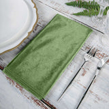 5 Pack | Olive Green Premium Sheen Finish Velvet Cloth Dinner Napkins - 20x20inch