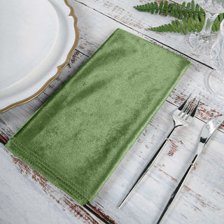 Add Elegance to Your Tablescape with Olive Green Velvet Napkins