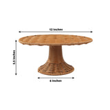 Natural Plastic Rattan Wicker Pedestal Cupcake Stand, 12inch Round Dessert Cake Table Display