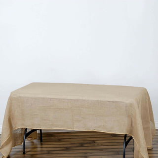 Elevate Your Table Decor with the Natural Rectangle Burlap Rustic Tablecloth