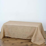 90"x132" Natural Rectangle Burlap Rustic Tablecloth | Jute Linen Table Decor