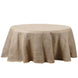 132" Natural Round Burlap Rustic Tablecloth | Jute Linen Table Decor