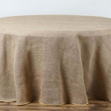 Natural Seamless Rustic Burlap Round Tablecloth, Boho Chic Jute Table Linen#whtbkgd