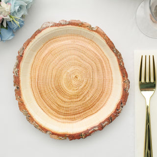 Natural Rustic Wood Slice Disposable Salad Party Plates