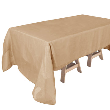 60"x126" Natural Seamless Rectangular Tablecloth, Linen Table Cloth With Slubby Textured, Wrinkle Resistant