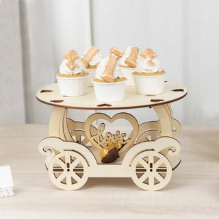 Lovely Natural Wooden Carriage Cake Stand