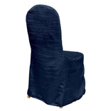 Navy Blue Crinkle Crushed Taffeta Banquet Chair Cover, Reusable Wedding Chair Cover