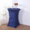 Navy Blue Crushed Velvet Spandex Fitted Round Highboy Cocktail Table Cover