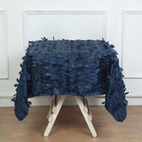 54inch Navy Blue 3D Leaf Petal Taffeta Fabric Square Tablecloth