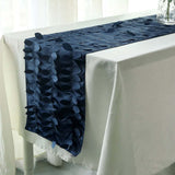 12x108inch Navy Blue 3D Leaf Petal Taffeta Fabric Table Runner