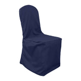 Navy Blue Polyester Banquet Chair Cover, Reusable Stain Resistant Slip On Chair Cover#whtbkgd