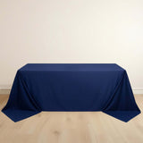 90"x132" Navy Blue Premium Scuba Wrinkle Free Rectangular Tablecloth, Seamless Scuba Polyester