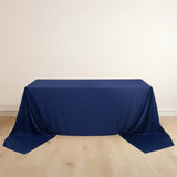 90x156inch Navy Blue Premium Scuba Wrinkle Free Rectangular Tablecloth, Seamless Scuba Polyester