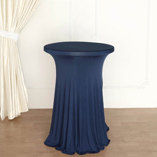 Navy Blue Round Spandex Cocktail Table Cover