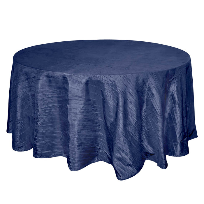120inch Navy Blue Accordion Crinkle Taffeta Round Tablecloth