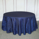 120inch Navy Blue Accordion Crinkle Taffeta Round Tablecloth