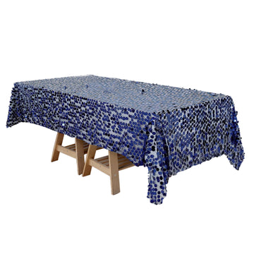 60"x102" Navy Blue Seamless Big Payette Sequin Rectangle Tablecloth