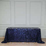 90x132 Navy Blue Big Payette Sequin Rectangle Tablecloth