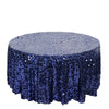 120" Big Payette Navy Blue Sequin Round Tablecloth Premium Collection