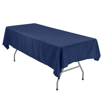 54"x96" Navy Blue Seamless Polyester Linen Rectangle Tablecloth