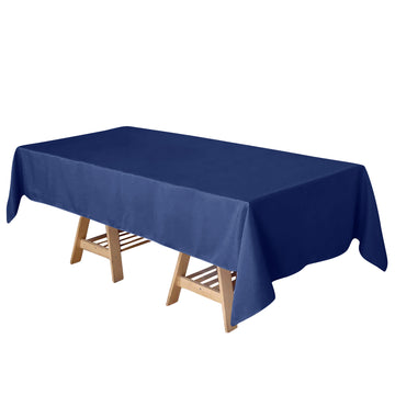 60"x102" Navy Blue Seamless Polyester Rectangular Tablecloth