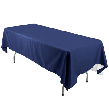 60"x126" Navy Blue Seamless Polyester Rectangular Tablecloth