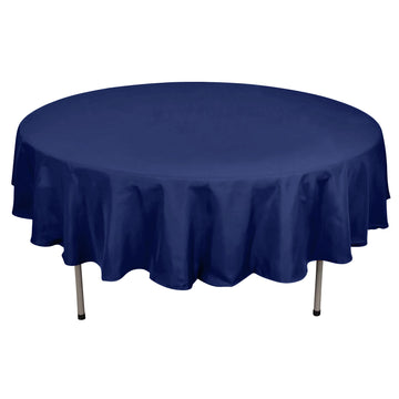 90" Navy Blue Seamless Polyester Round Tablecloth