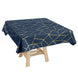 54inch x 54inch Navy Blue Polyester Square Tablecloth With Gold Foil Geometric Pattern