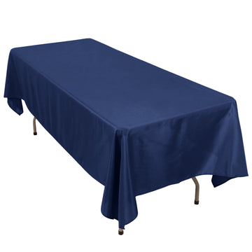 60"x102" Navy Blue Seamless Premium Polyester Rectangular Tablecloth - 220GSM