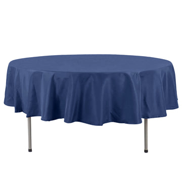 90" Navy Blue Seamless Premium Polyester Round Tablecloth - 220GSM