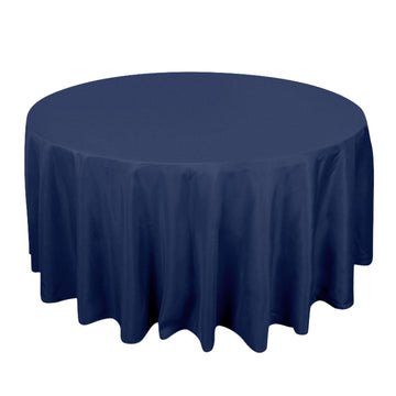 120" Navy Blue Seamless Premium Polyester Round Tablecloth - 220GSM