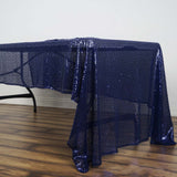60"x126" Navy Premium Sequin Rectangle Tablecloth